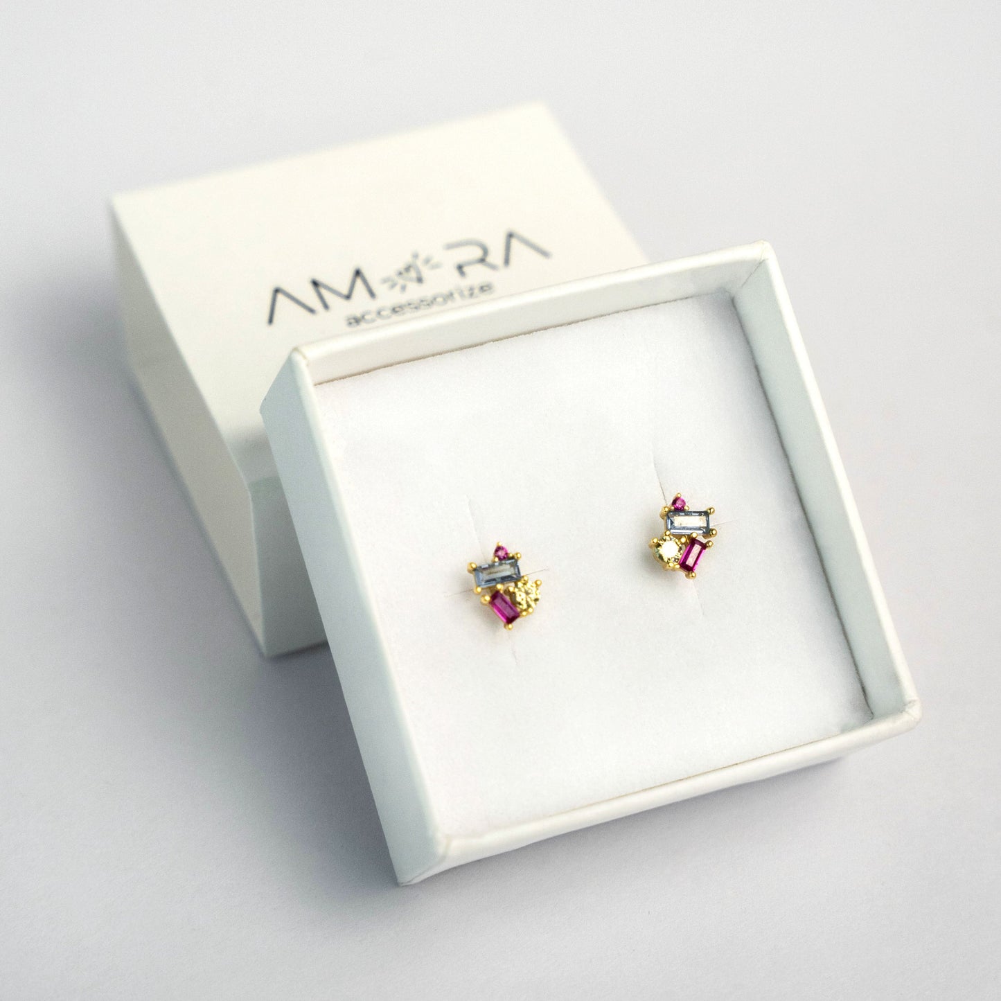 Pendientes Prisma Plata Baño Oro