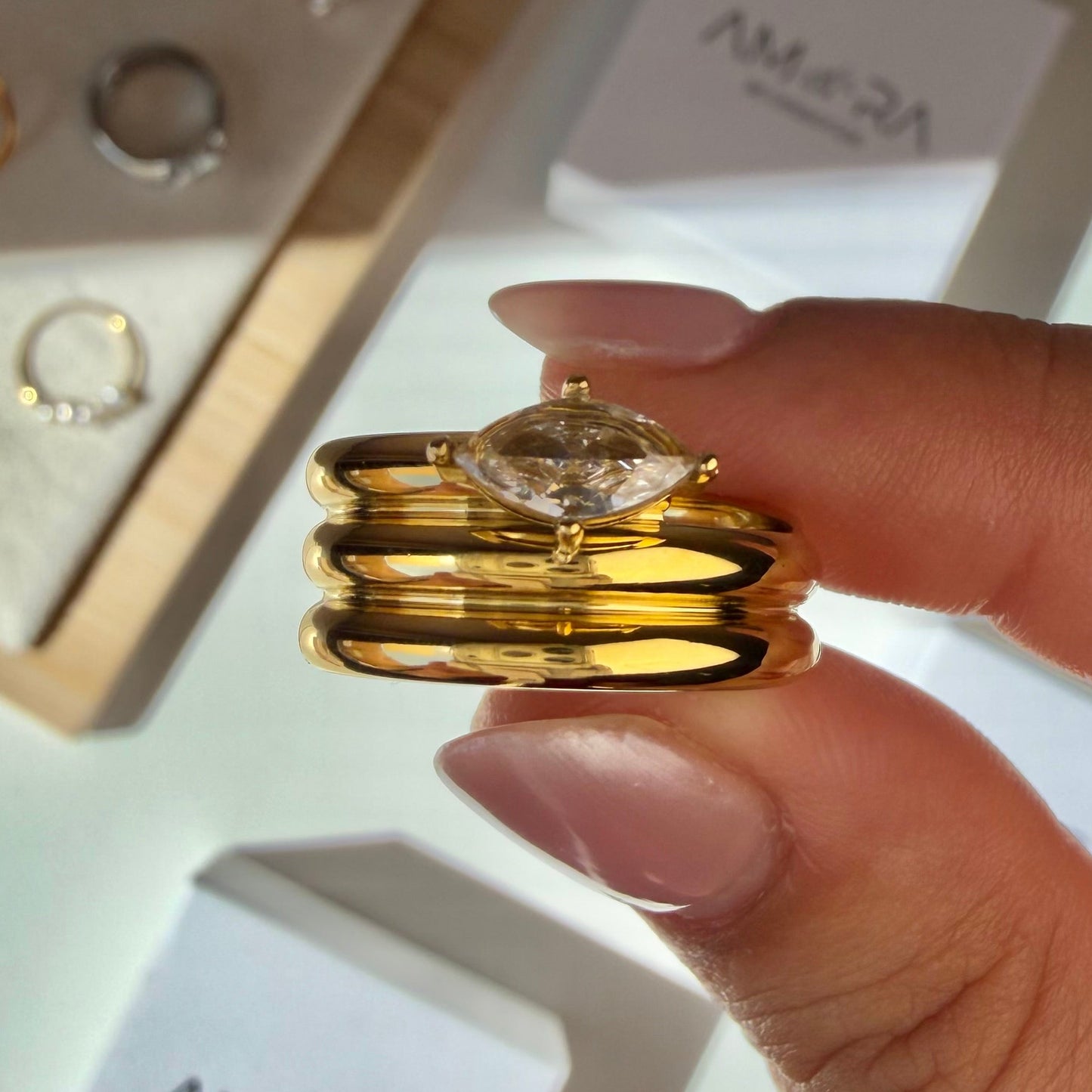 Anillo Fuerza Acero Dorado
