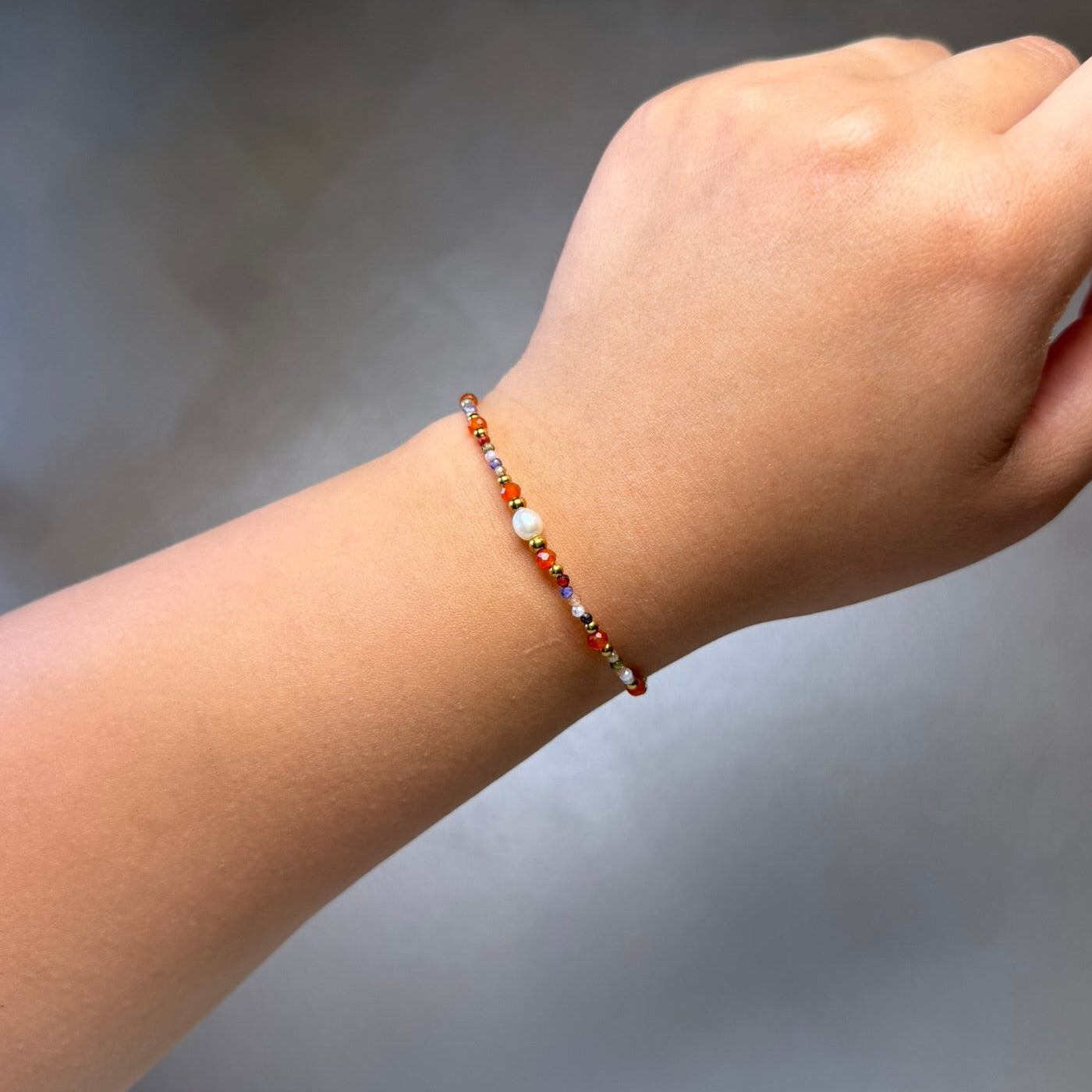 Multicolor Pearl Gold Plated Steel Bracelet