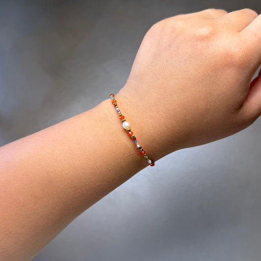 Multicolor Pearl Gold Plated Steel Bracelet