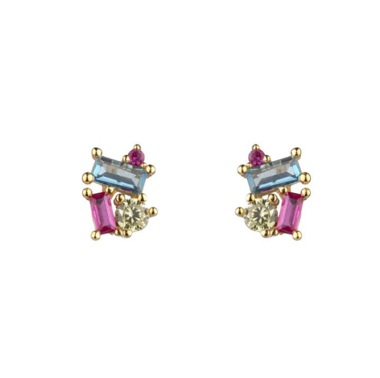 Pendientes Prisma Plata Baño Oro