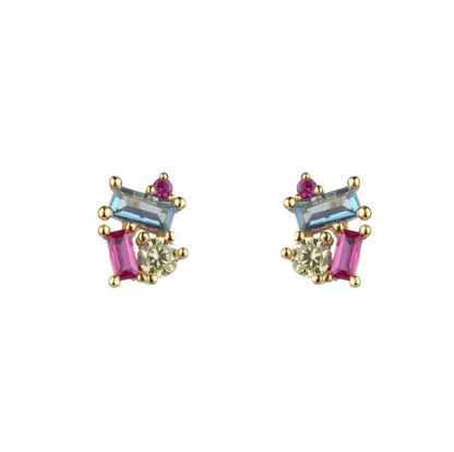 Pendientes Prisma Plata Baño Oro