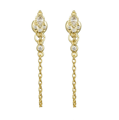 Pendientes Caída Plata Baño Oro