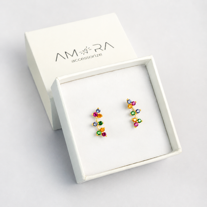 Pendientes Hojas Plata Baño Oro