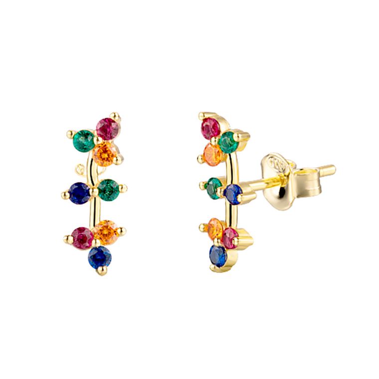 Pendientes Hojas Plata Baño Oro