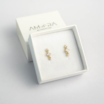 Pendientes Brillo Plata Baño Oro